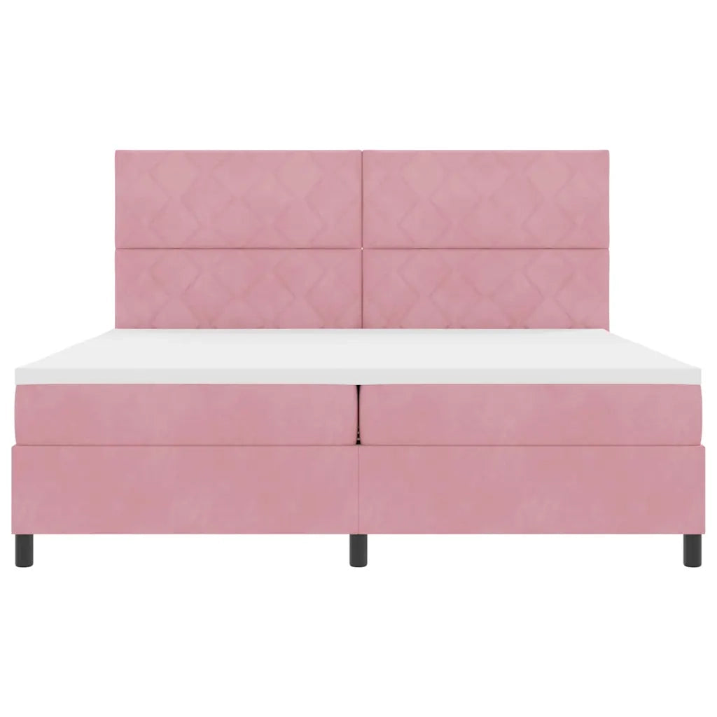 Letto a Sorgente LED con materasso Rosa 200 x 200 cm Velluto 3343405