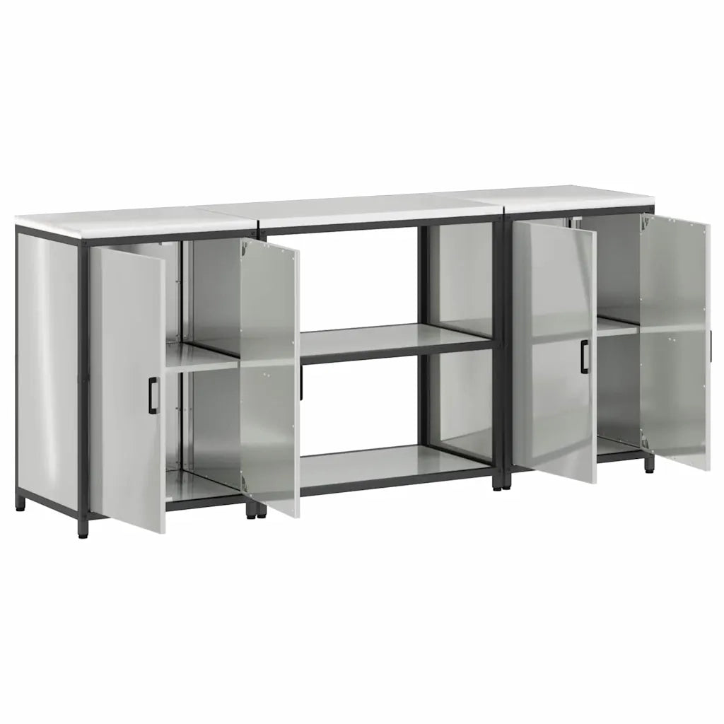 vidaXL Set di Stoccaggio per Cucina 3 pcs Argento 210 x 50 x 92 cm