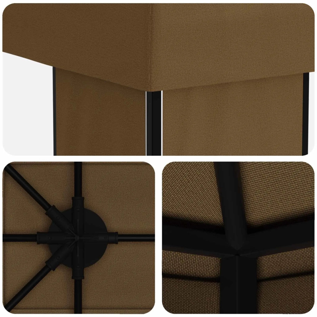Gazebo da giardino 6 x 3 m Tortora Poliestere e Acciaio 190 3376012