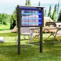 Lampada Antizanzare per Esterno a Energia Solare con 60 LED e Rete di Protezione, Nero