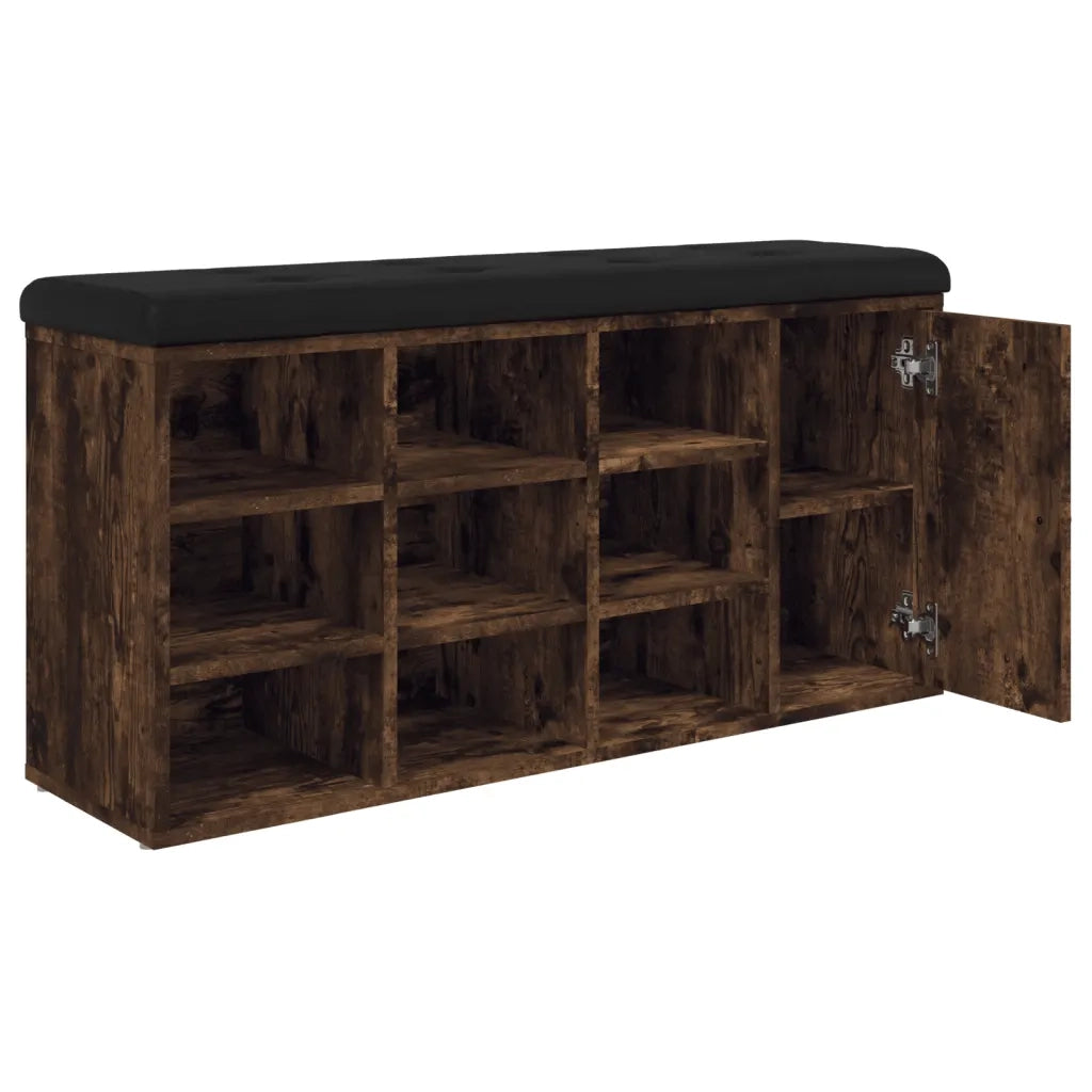 Panca Porta Scarpe-Sgabello-Panca Scarpiera Rovere Fumo 102x32x50 cm Legno Multistrato 608458