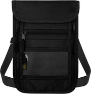 Tas da documenti - Portamonete con blocco RFID - Accessori di viaggio - Sicuro in viaggio - Portafoglio di viaggio per uomini e donne - Nero - 3 Comparti - Oxford e poliestere - Impermeabile - Adattabile - 22*15.5*2 cm