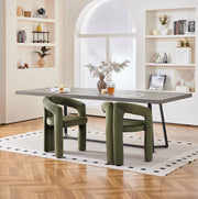 Sedia da Pranzo in Velluto con Braccioli Verde per Sala da Pranzo