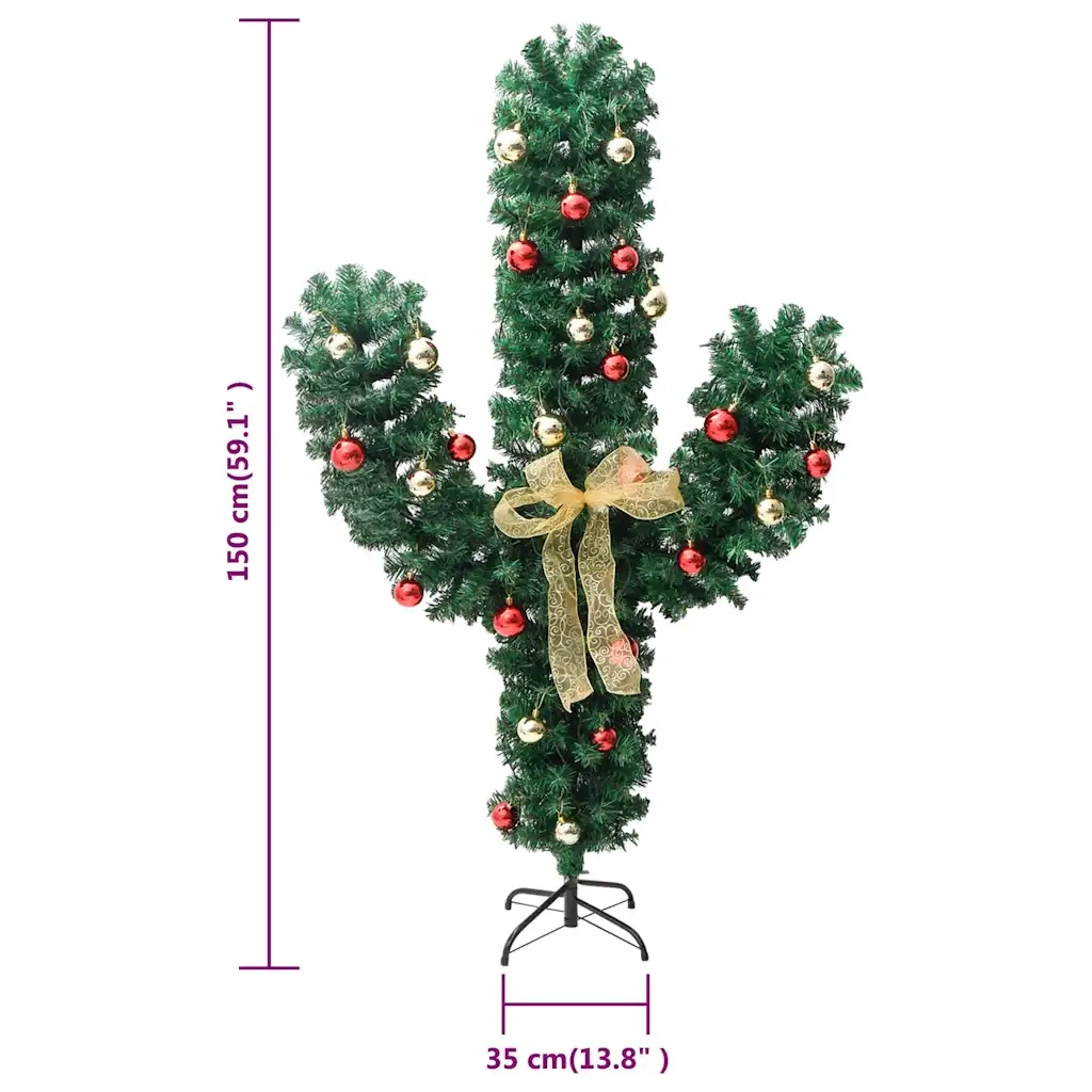 Cactus di Natale con Base e LED Verde 150 cm PVC 344655