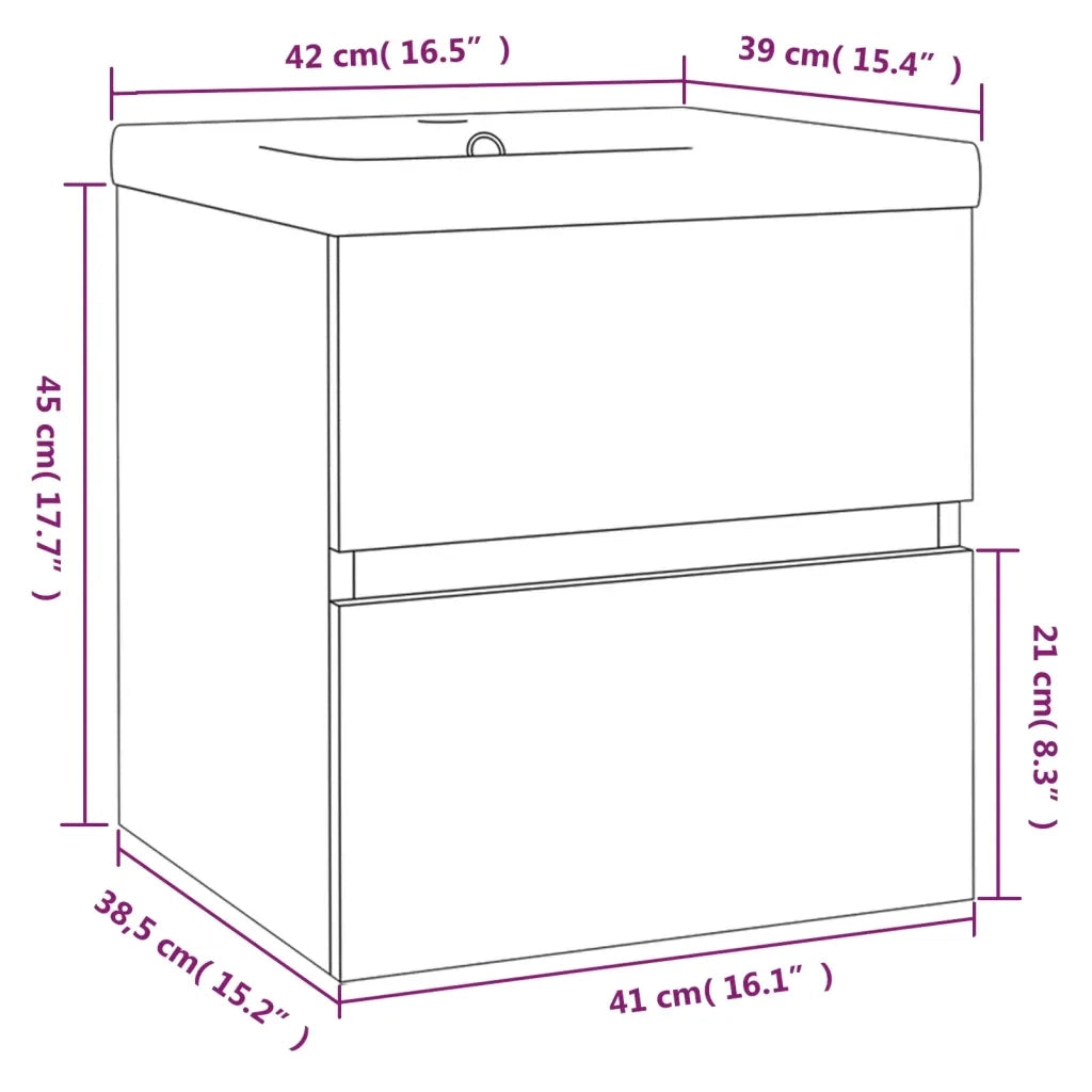 Mobile Bagno e Lavabo Integrato Grigio Sonoma Legno Multistrato cod mxl 67932