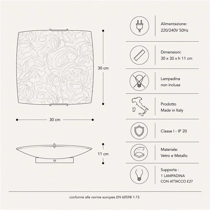 CORINNA LAMPADA PLAFONIERA DA SOFFITTO E27 1 LUCE 30 CM