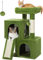 Albero da Gatto da 77 cm con Due Zone di Riposo e Posti per Arrampicarsi - Verde