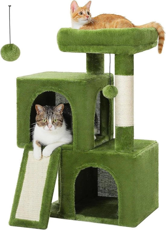 Albero da Gatto da 77 cm con Due Zone di Riposo e Posti per Arrampicarsi - Verde