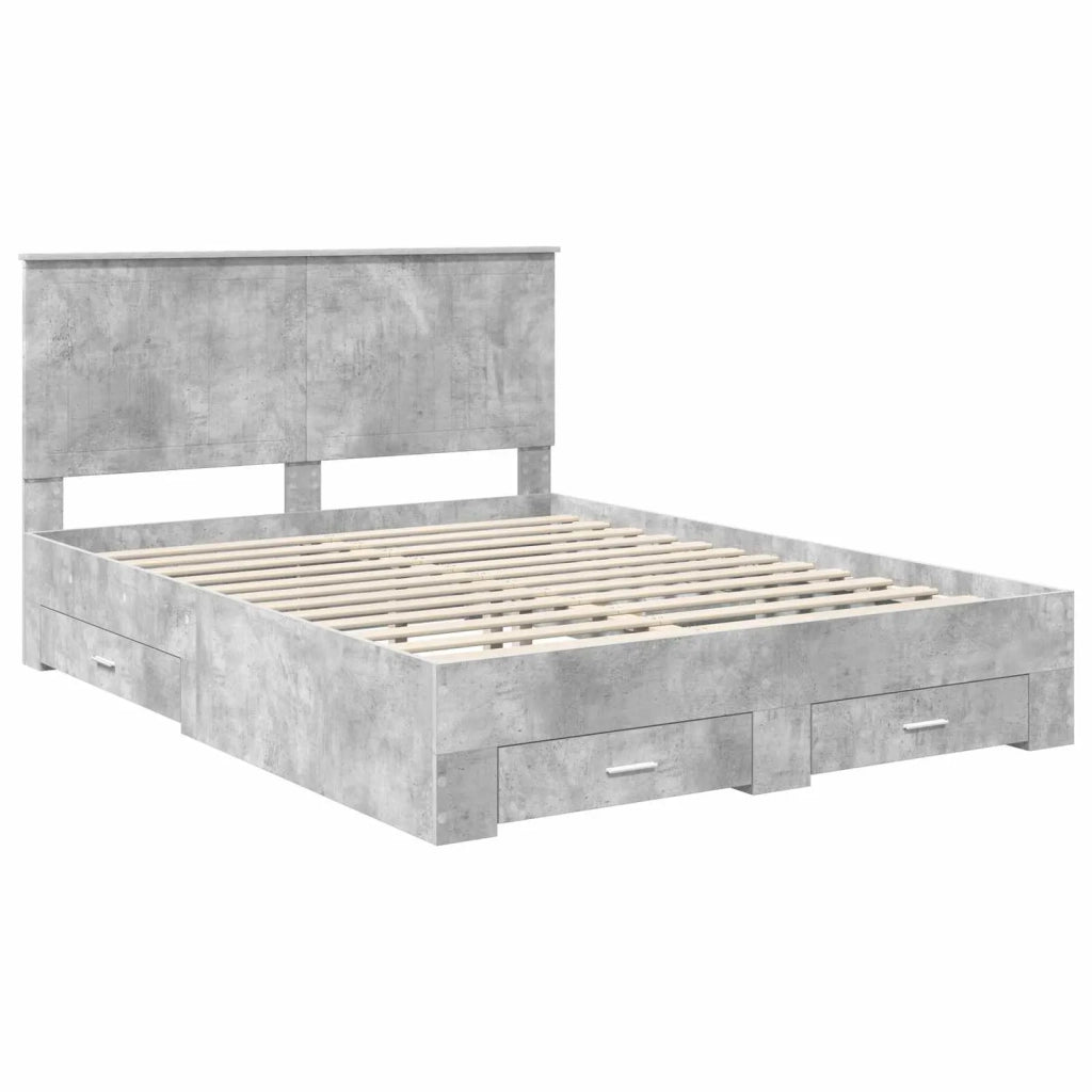 Letto matrimoniale | Letto per adulti | Struttura del letto con testiera Grigio cemento 150 x 200 cm