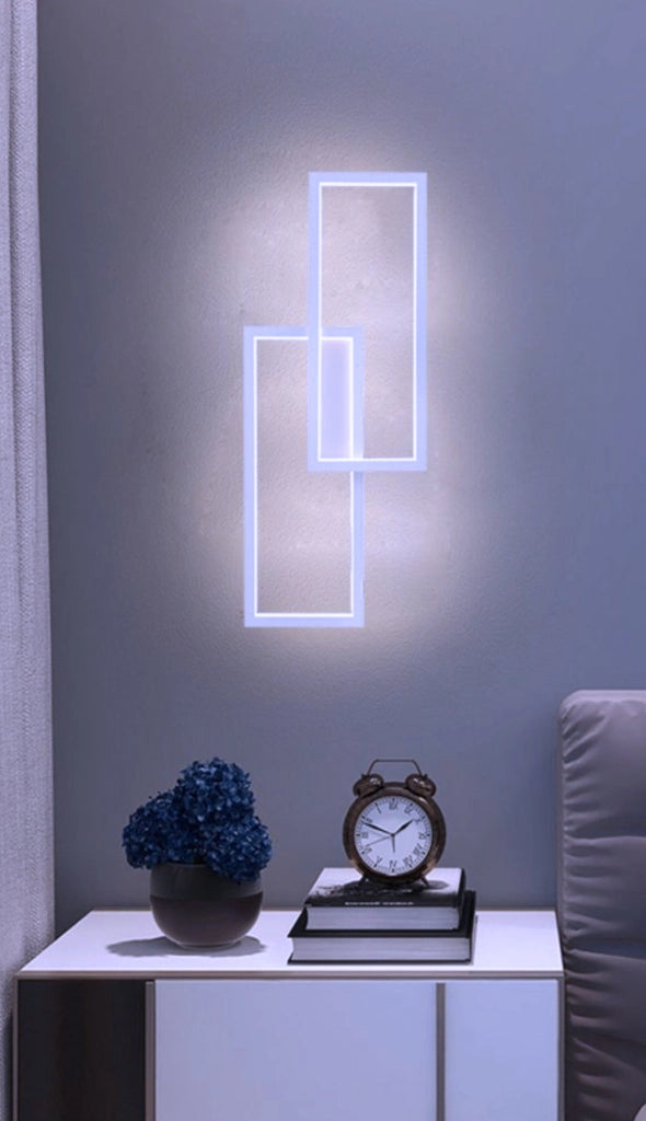 Applique Lampada da parete per interni luce muro a LED 32W moderna con doppio rettangolo luminoso Luce bianca fredda 6500K