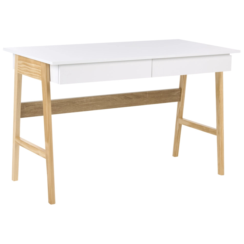 Cassettiera da scrivania per l'ufficio in truciolato 120 x 60 cm bianco e marrone chiaro Design minimalista