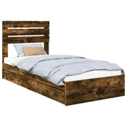 Letto singolo | Letto per adulti | Letto con Contenitore con testiera Rovere fum¨¦ 100 x 200 cm