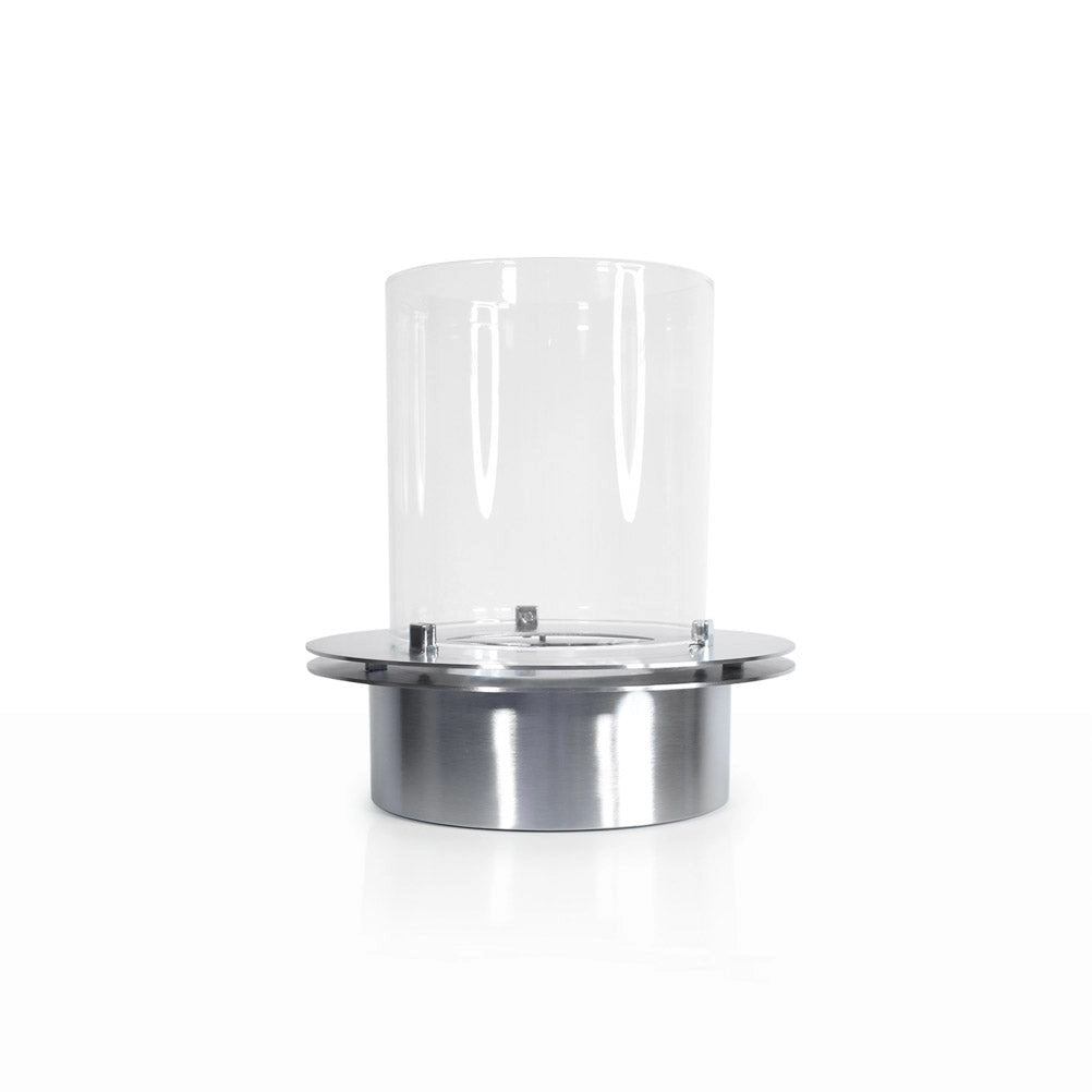 Bruciatore Rotondo per Camino a Bioetanolo Ø35x36 cm 3 lt con Vetro in Acciaio Inox