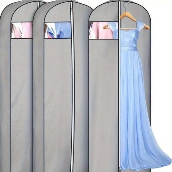 Set di sacchetti per abiti da sposa extra lunghi (3 pezzi) per l'archiviazione di abiti da sposa extra lunghi con finestra trasparente e sacchetto universale per tutte le stagioni