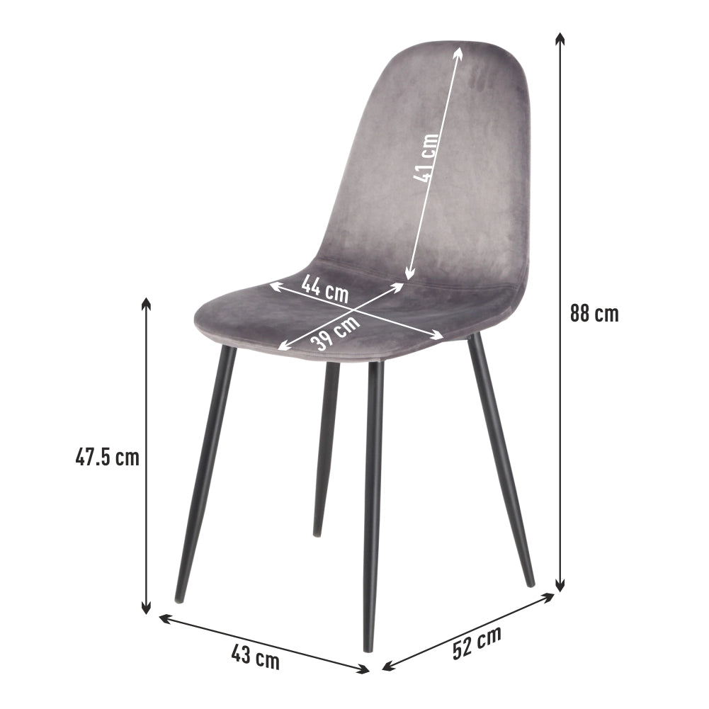 Sedia Poltroncina in Velluto Set 4pz Sedie per Sala da Pranzo Ristorante Grigio