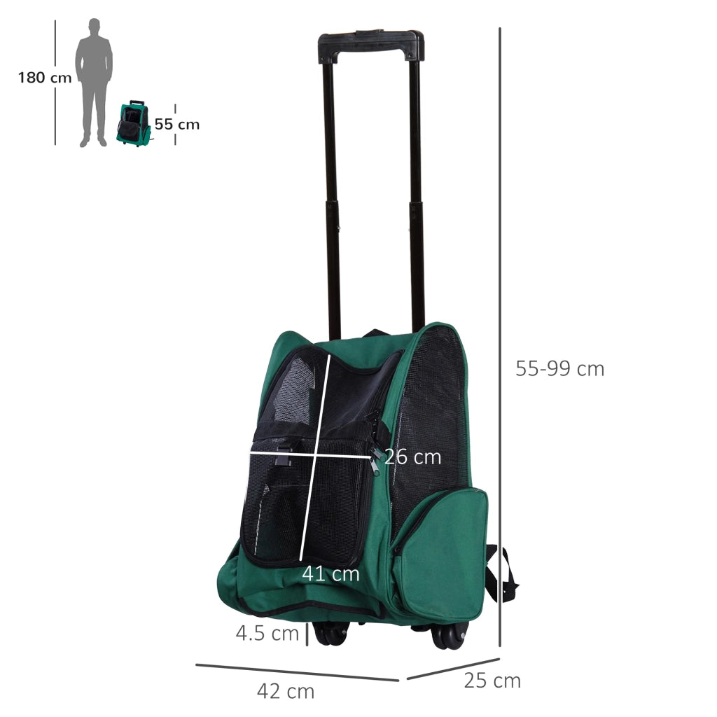 Trasportino Zaino 2 in 1 per Cani e Gatti ¨C zephmum ¨C Verde, 42x25x55cm