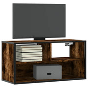 Mobile TV Rovere Fumo 80x31x39,5 cm Legno Multistrato e Metallo