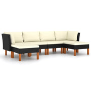 Set Divani da Giardino 6 pz | Set Salotto da Giardino con Cuscini in Polyrattan Nero