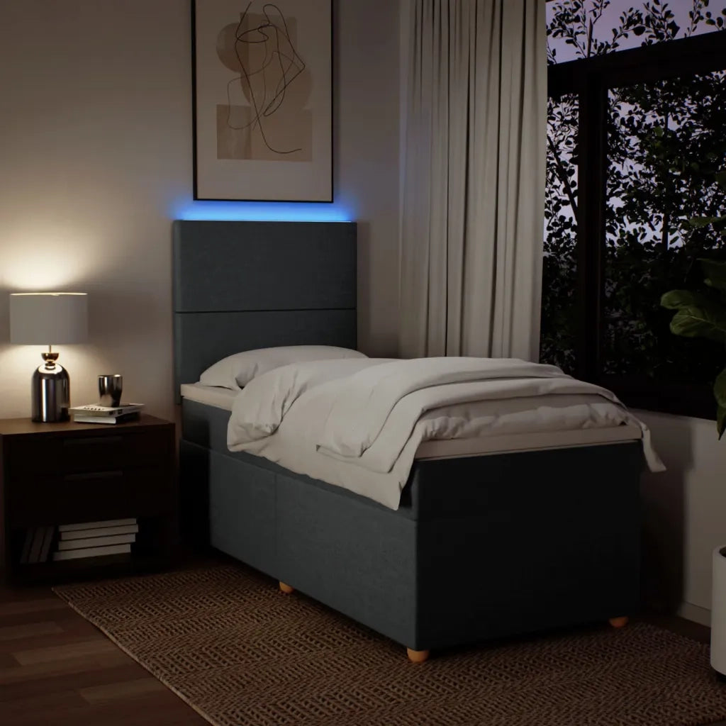 Giroletto a Molle con Materasso Grigio Scuro 90x200 cm Tessuto 3293457