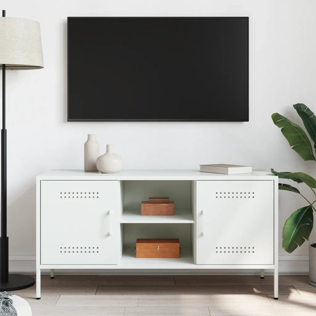 Mobile TV Bianco 100,5x39x50,5 cm in Acciaio 842993
