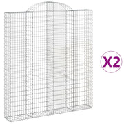 Set di 2 gabbioni ad arco per recinzione gabbia o muro di contenimento 200 x 30 x 220/240 cm ferro zincato argento 02_0041337