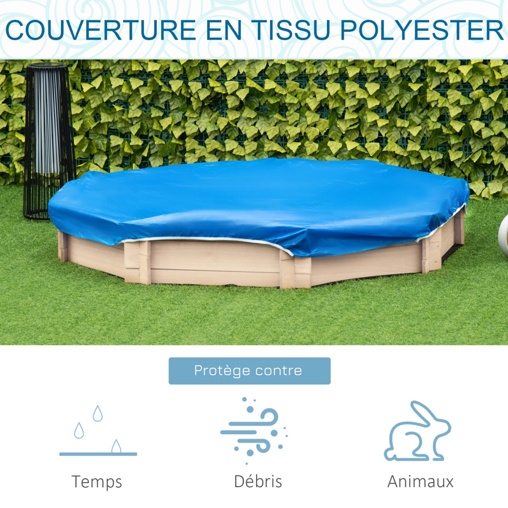 Sandbox Ottagonale in Legno ¨C zephmum ¨C 139.5x139.5x21.5 cm con Bache e Tappeto