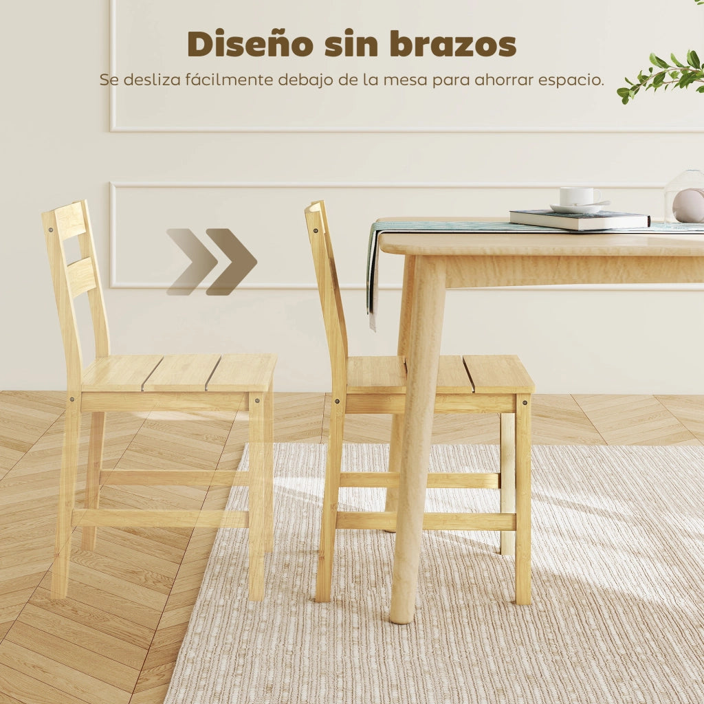 Set 2 Sedie da Pranzo in Bamb¨´ ¨C Xylo ¨C Schienale Curvato Seduta a Listelli Naturale