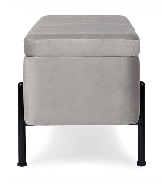 Panca Fondo Letto 2 Posti 110x42x42 cm con Vano Contenitore Irina Grigio Chiaro