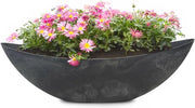 Vaso Ovale per Piante per Esterno - Vaso Decorativo per Piante in Aspetto di Pietra Nera - 66 cm Giardino, Balcone e Cimitero