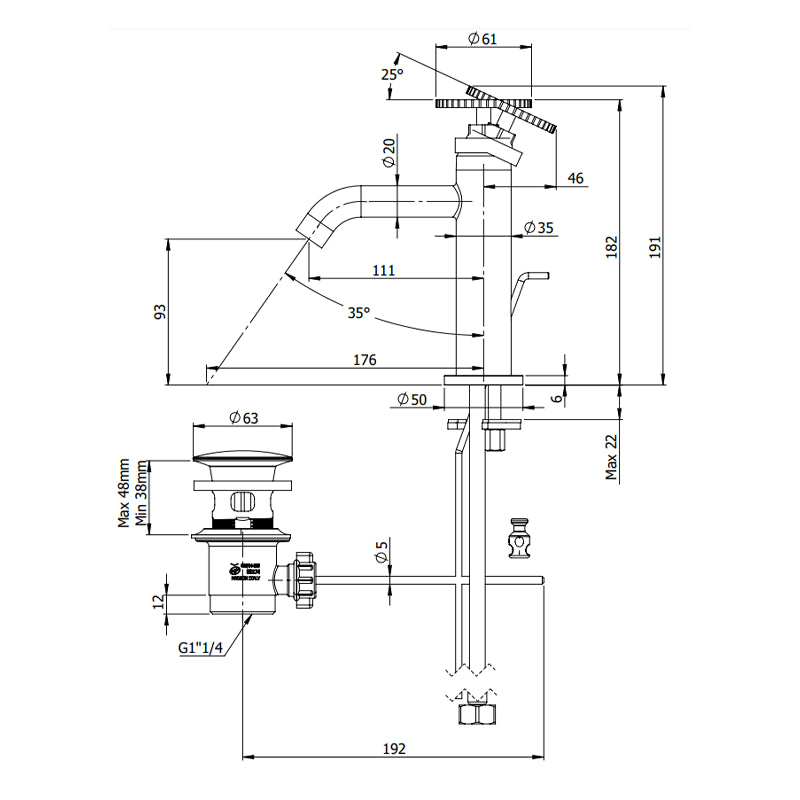 Miscelatore lavabo con scarico cromato - serie Chrono