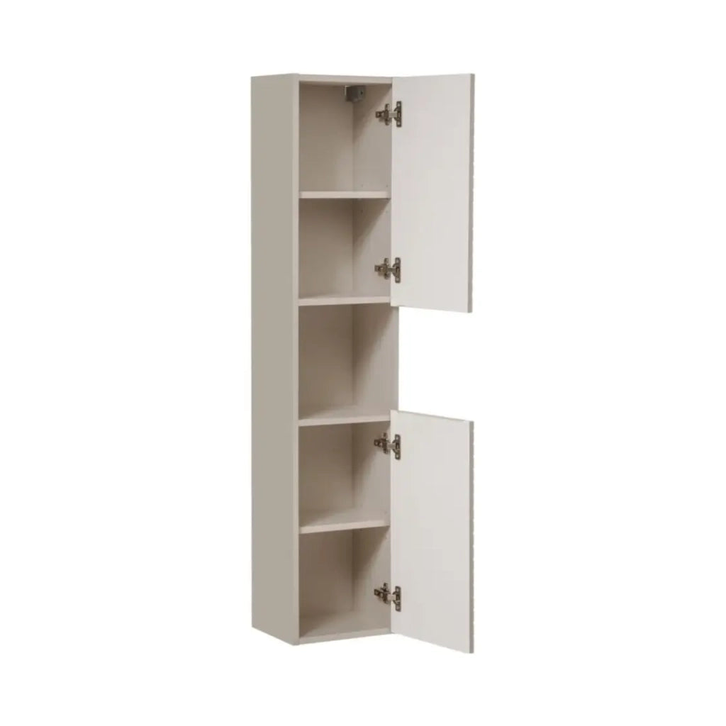 Colonna da bagno AOKI - 2 porte - Finitura beige cachemire con motivi a spina di pesce - L30 × P25 × H140 cm - Da appendere
