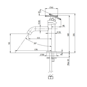Miscelatore lavabo senza scarico e senza foro sul corpo - serie Chrono