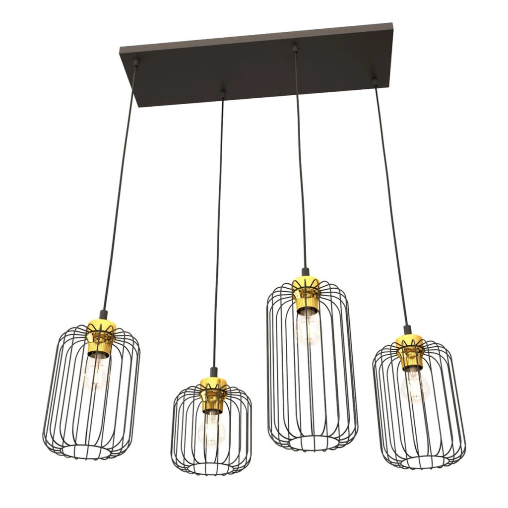 Lampada a sospensione Vander in acciaio nero e oro