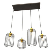 Lampada a sospensione Vander in acciaio nero e oro