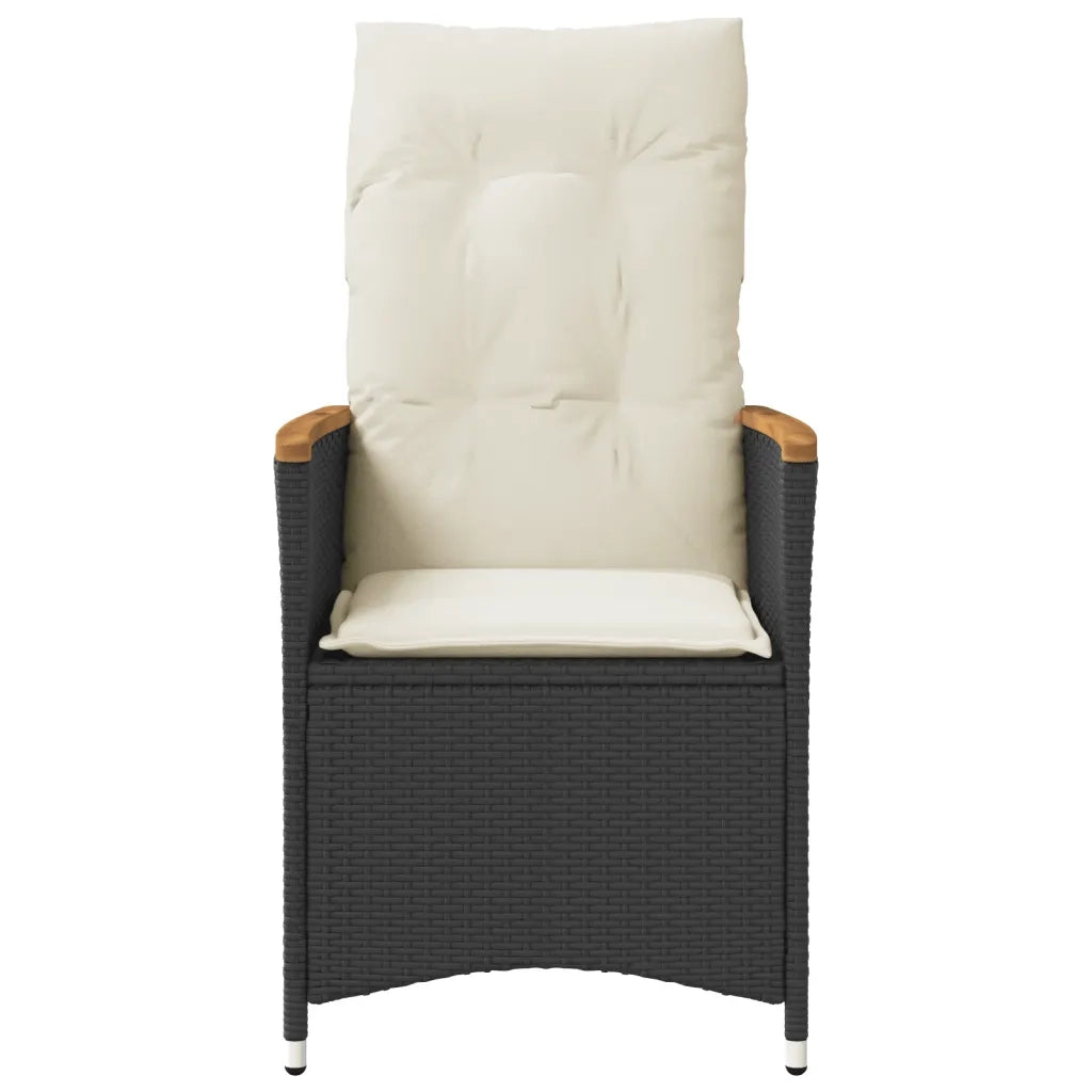 Sedia Reclinabile da Giardino con Cuscini Nera in Polyrattan 365643