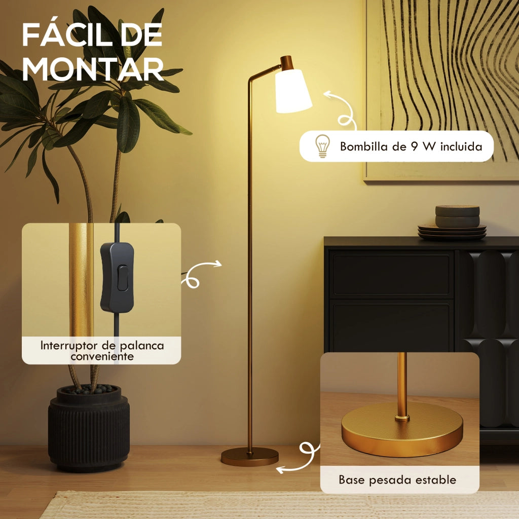 Lampada da Terra LED Regolabile 3 Temperature Colore 3000K-6500K ¨C Zephmum ¨C Bianco Dorato