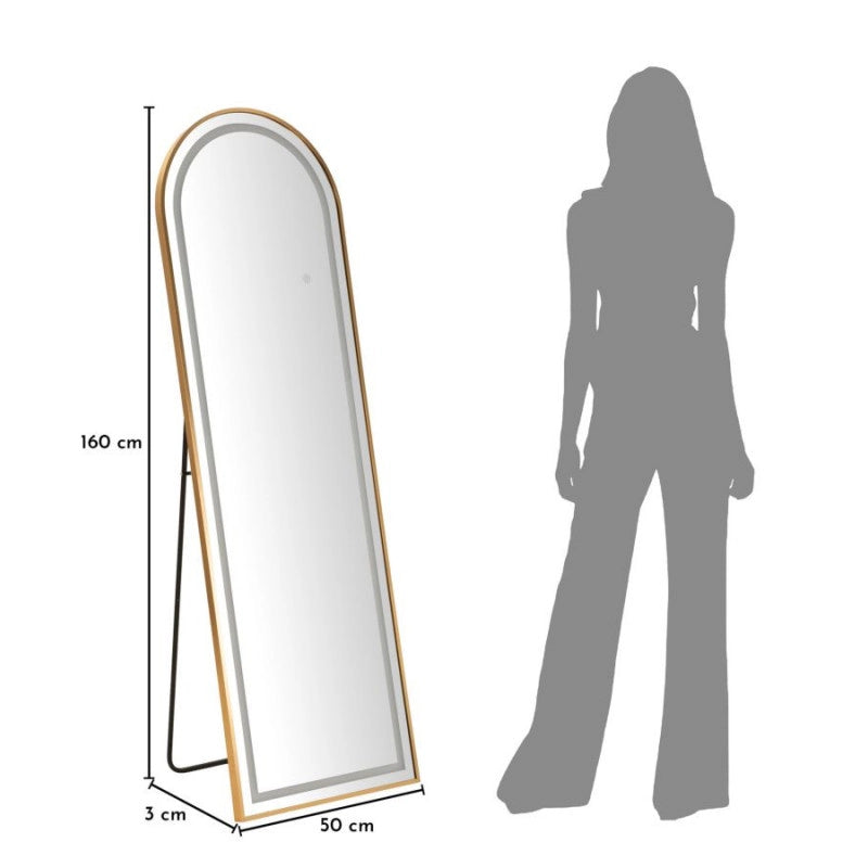 Specchio Da Terra Led Simple Arco cm 50x3-38x160 (luce Con 3 Temperature Di Colore)