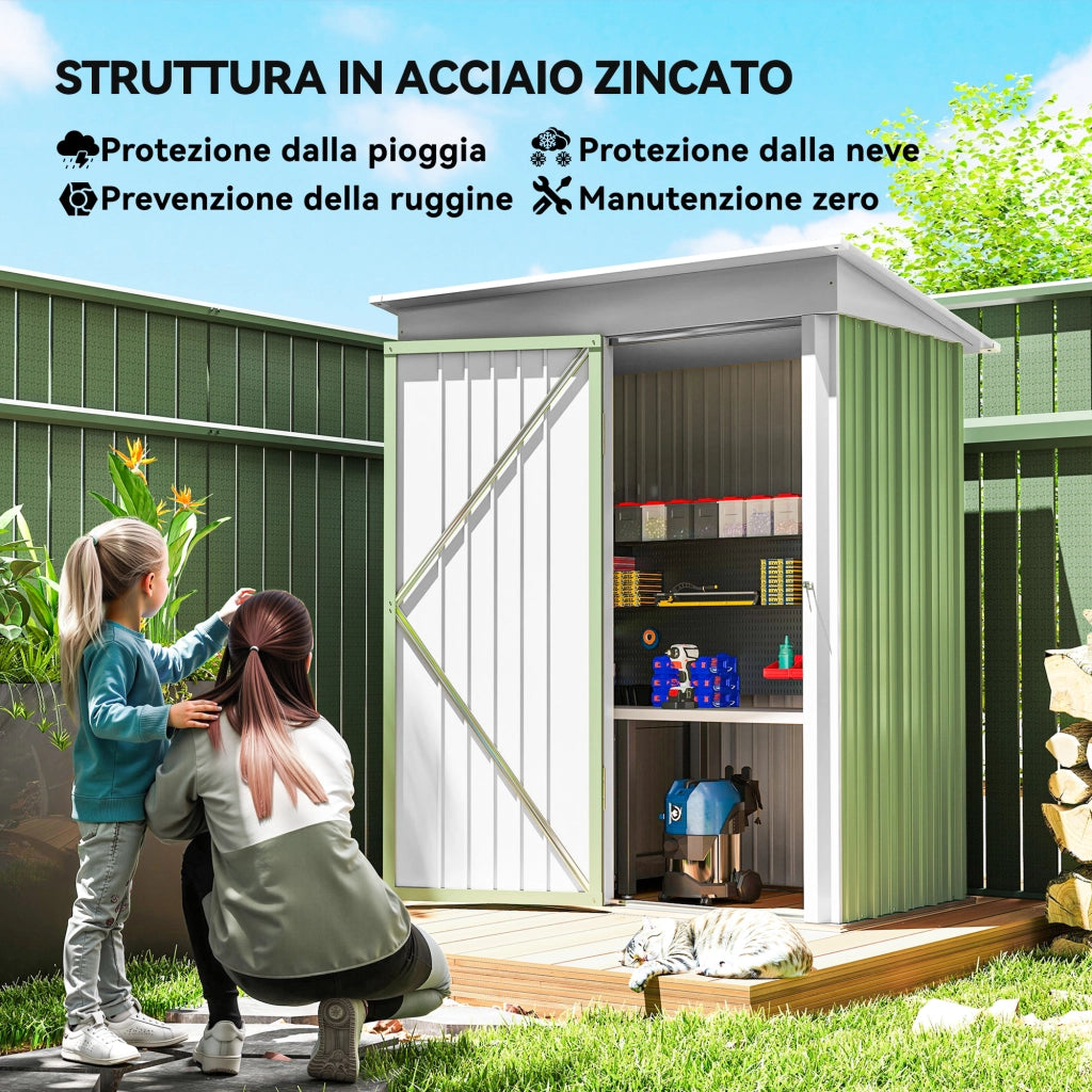Casetta Attrezzi in Acciaio ¨C Zephmum ¨C Verde 161x95x163/181cm