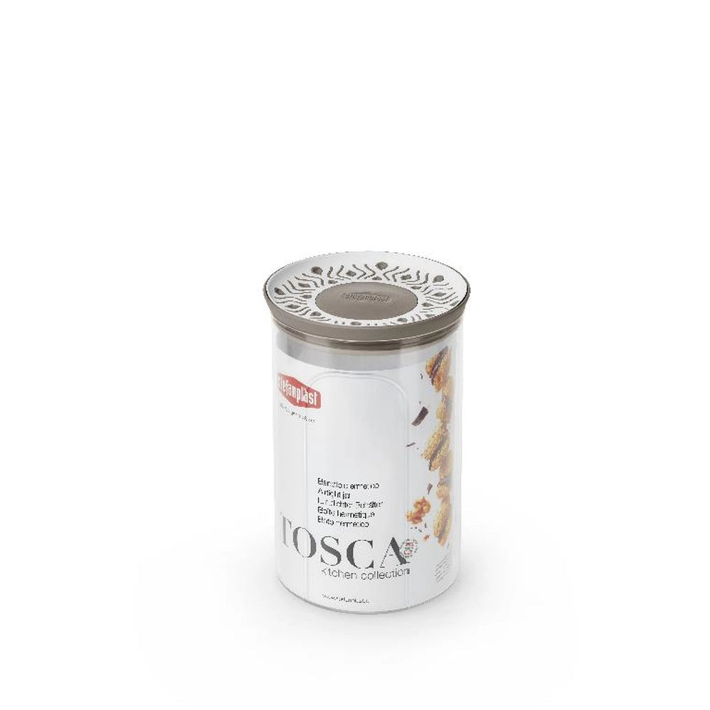 Barattolo da Cucina tondo con Tappo ermetico Bianco e Tortora Tosca 1,2 litri