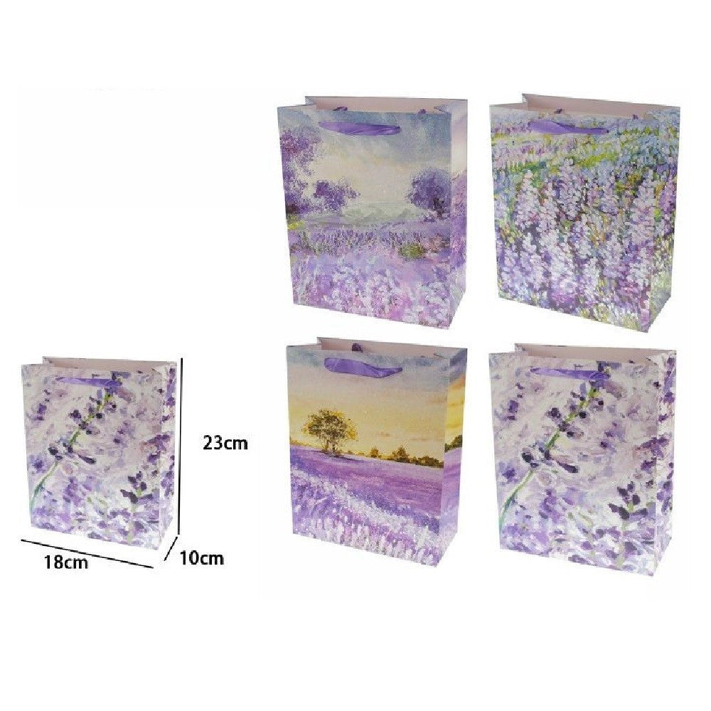 Trade Shop - Set 3 Pz Buste Borsa Da Regalo Lavanda 23x18x10cm Sacchetto 69965 Varie Fantasie -