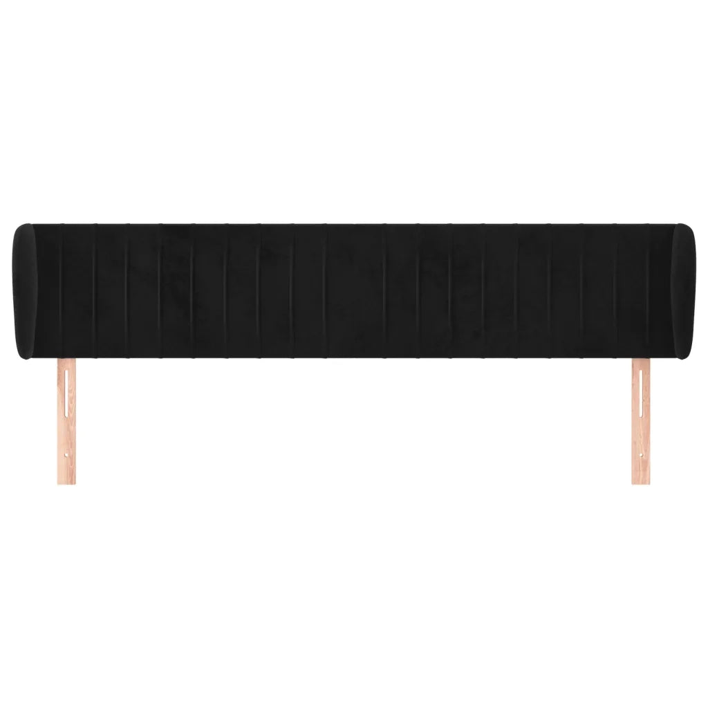 Testiera | Testata ad Orecchio Nera 163x23x78/88 cm in Velluto