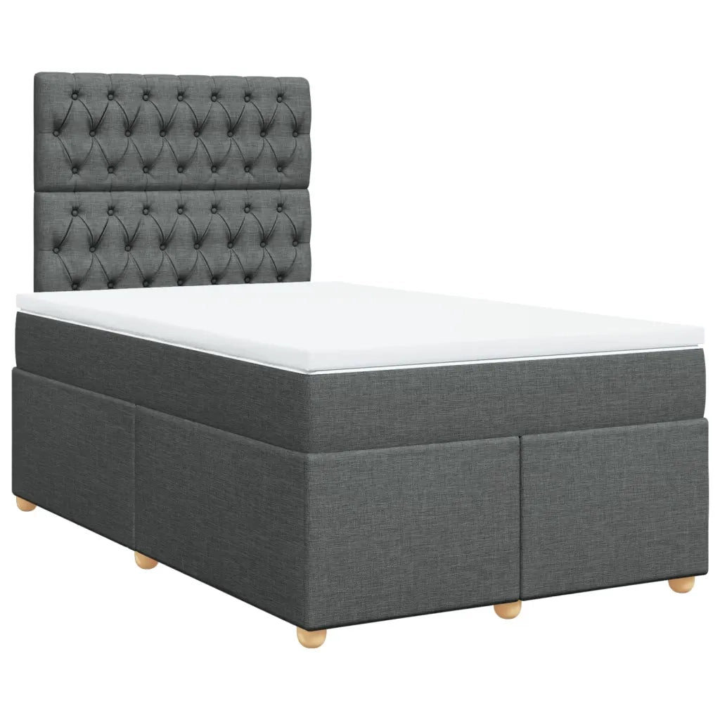 Giroletto a Molle con Materasso Grigio Scuro 120x200 cm Tessuto