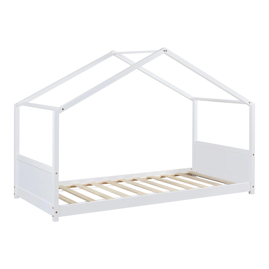 Letto per Cameretta Simo a Forma di Casetta 90 x 200 cm - Bianco [en.casa]