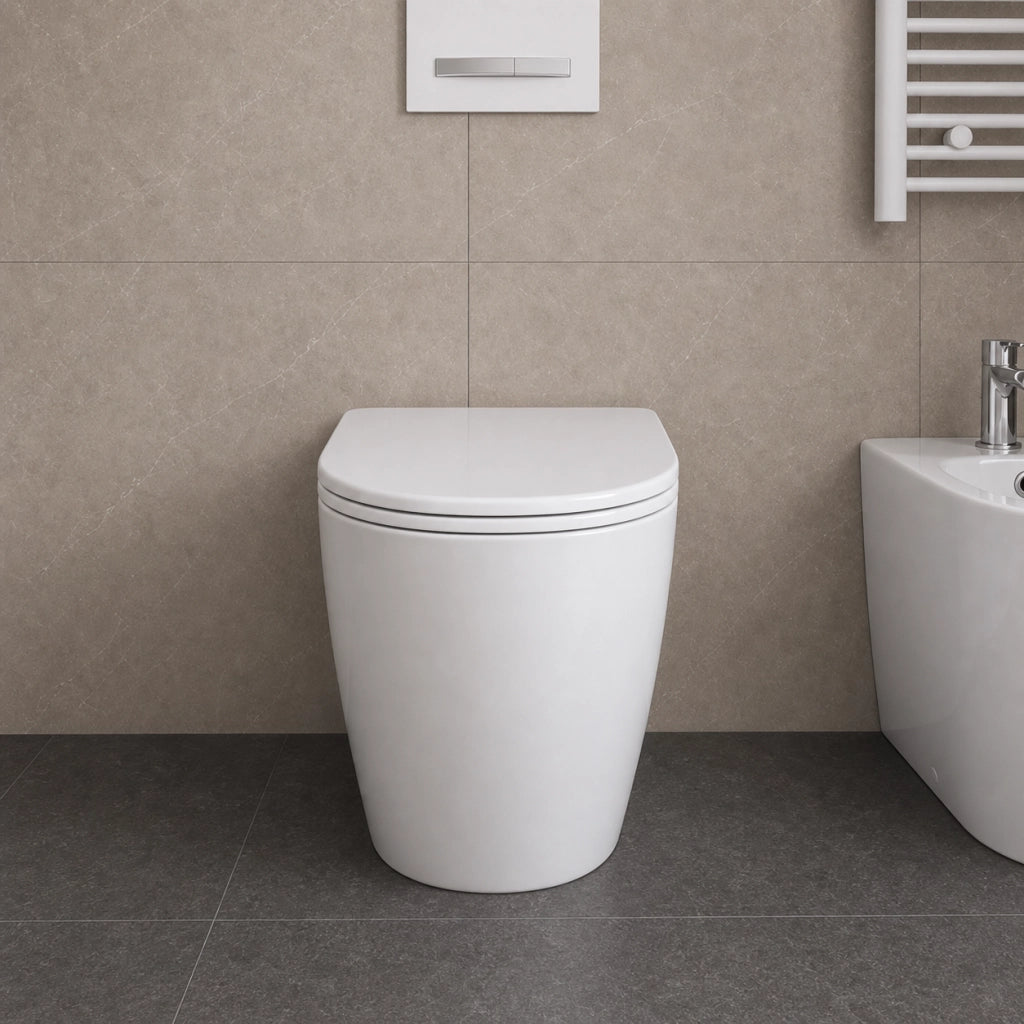 Vaso wc ceramica serie giunone a pavimento bianco lucido filo parete *** accessori senza fissaggi, confezione 1