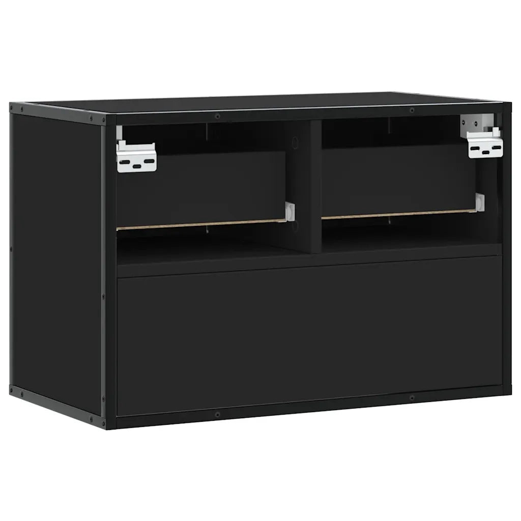 Mobile Porta TV-Mobile per TV-Credenza TV Nero 60x31x39,5cm in Truciolato e Metallo 690129