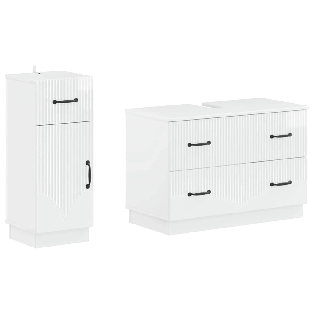 Set di Armadi da Bagno da 2 Pezzi HOORN Bianco Lucido 3417715