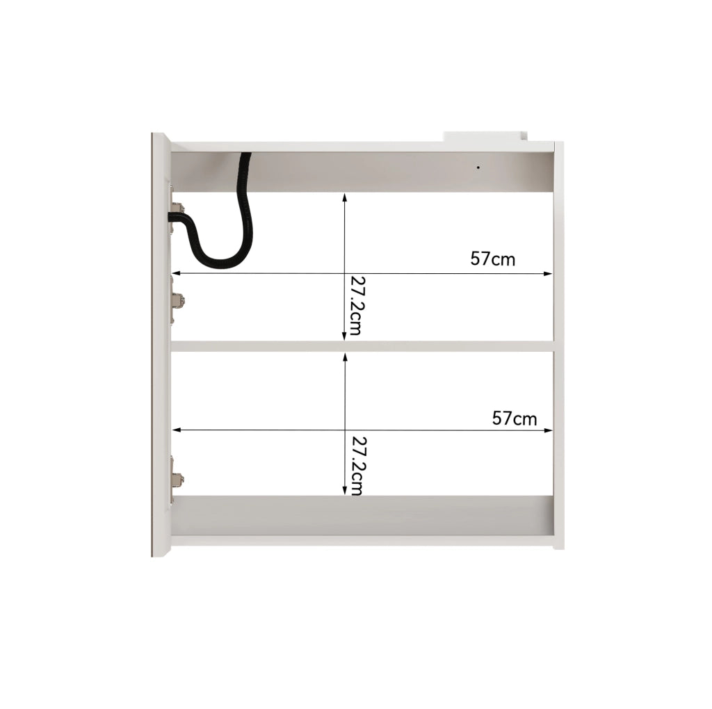 Mobile pensile con specchio e illuminazione LED 72x24;5x73 cm in MDF e vetro bianco
