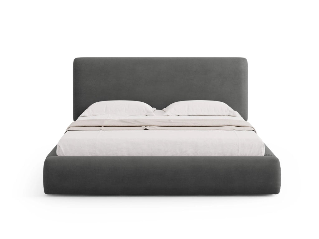 Cosmopolitan Design - Letto a cassettone con testiera "Colonel" 200x200cm in ciniglia grigio scuro 