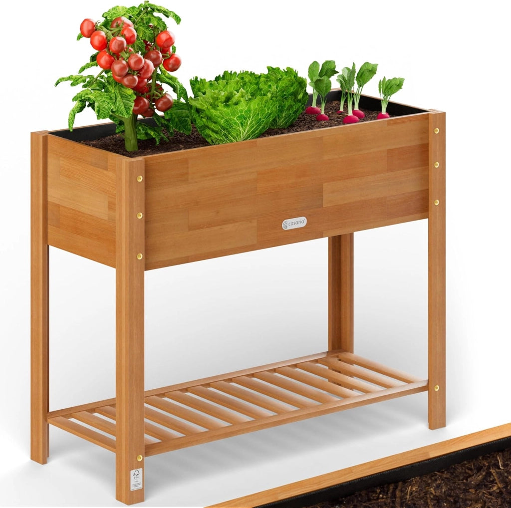 ® Aiuola Rialzata 100x40x84cm in Acacia Certificata FSC® 2 Livelli Orto Urbano in Cassetta Fioriera Giardinaggio Balcone