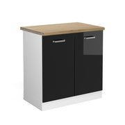 Vicco Mobile lavello cucina Nero lucido 80 cm , PL Rovere